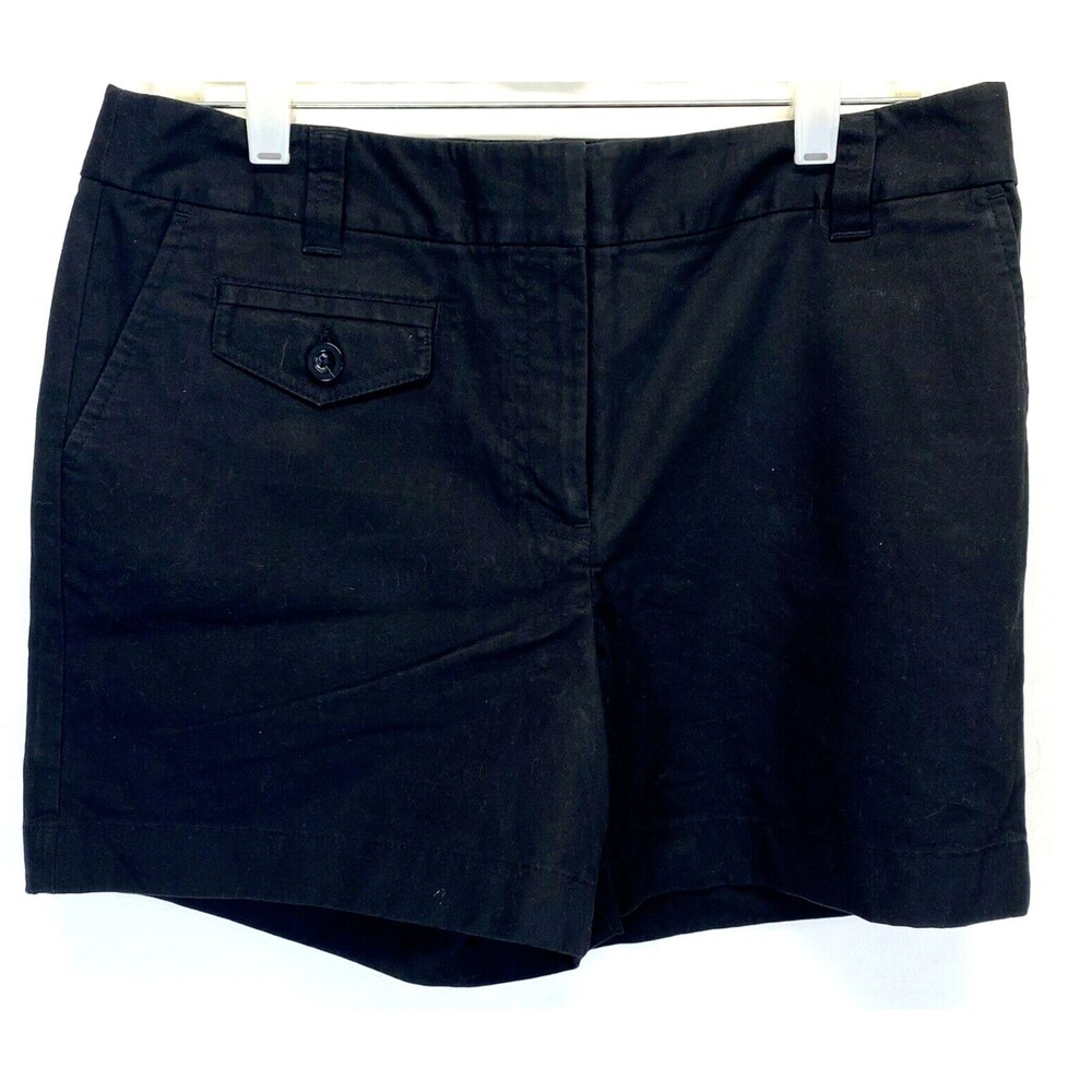 Ann Taylor Womens Size 8 Comfort Shorts Black Chinos Mid Rise Chino Front